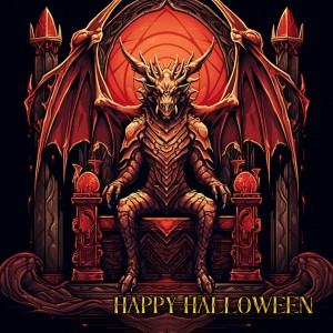 Gothic Fantasy Dragon Halloween Square Card (Design 8)