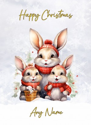 Personalised Rabbit Family Christmas Card