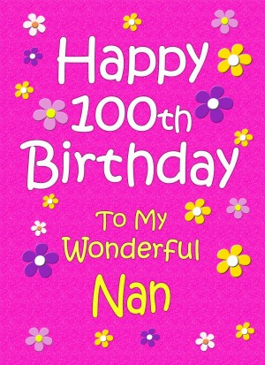 Nan 100th Birthday Card (Pink)