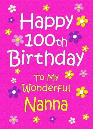 Nanna 100th Birthday Card (Pink)