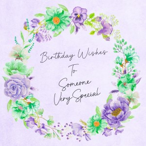 Happy Birthday Greeting Card (Square, Lilac)