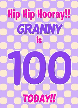 Granny 100th Birthday Card (Purple Spots)