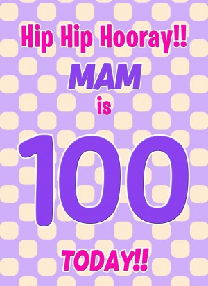Mam 100th Birthday Card (Purple Spots)