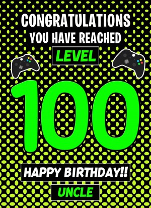 Uncle 100th Birthday Card (Level Up Gamer)
