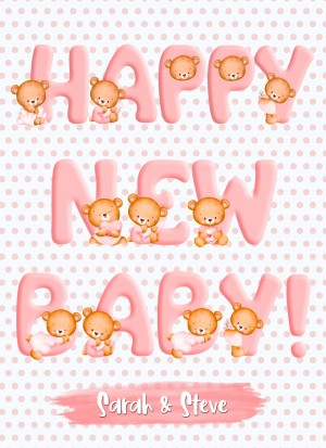 Personalised Happy New Baby Greeting Card (Pink)