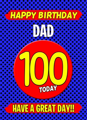 Dad 100th Birthday Card (Blue)