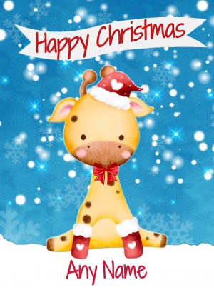 Personalised Christmas Card (Happy Christmas, Giraffe)