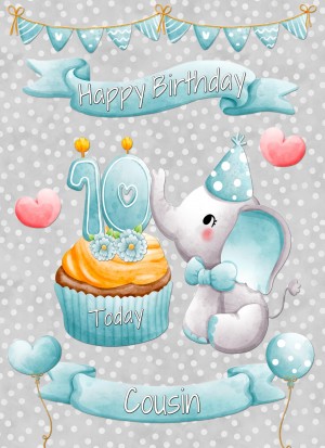 Cousin 10th Birthday Card (Grey Elephant)