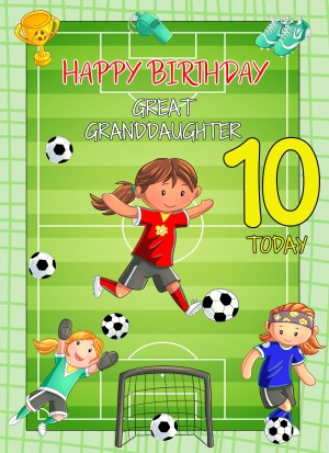 Kids 10th Birthday Football Card for Great Granddaughter