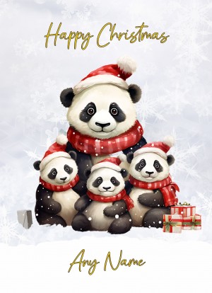 Personalised Panda Family Christmas Card