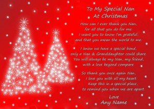 Personalised Christmas Poem Verse Greeting Card (Special Nan, from Granddaughter)