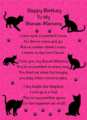 from The Cat Verse Poem Birthday Card (Cerise, Human Mammy)