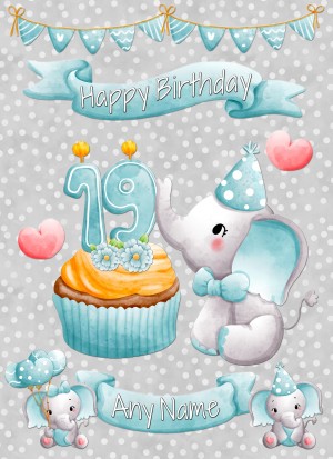 Personalised Birthday Card (Any age, Grey Elephant)
