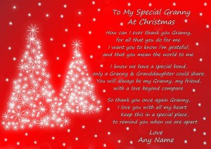 Personalised Christmas Poem Verse Greeting Card (Special Granny, from Granddaughter)