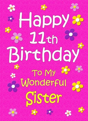 Sister 11th Birthday Card (Pink)