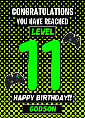 Godson 11th Birthday Card (Level Up Gamer)