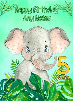 Personalised Kids Art Birthday Card Elephant (Any Name, Any Age)