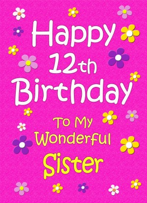 Sister 12th Birthday Card (Pink)