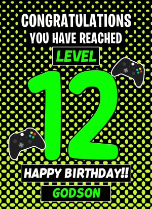 Godson 12th Birthday Card (Level Up Gamer)