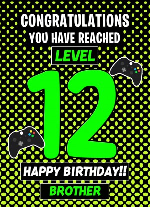Brother 12th Birthday Card (Level Up Gamer)