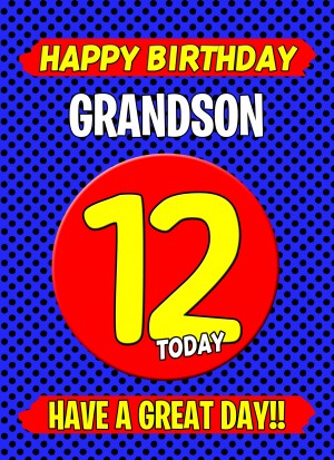 Grandson 12th Birthday Card (Blue)