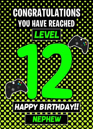 Nephew 12th Birthday Card (Level Up Gamer)