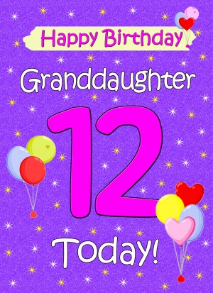 Granddaughter 12th Birthday Card (Lilac)