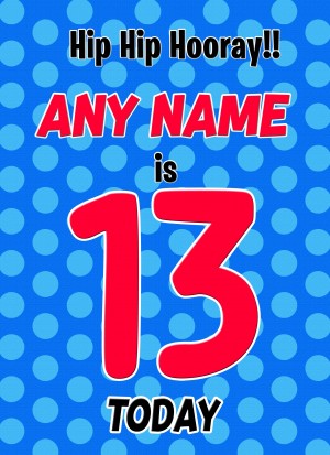 Personalised 13 Today Birthday Card (Blue)