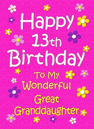 Great Granddaughter 13th Birthday Card (Pink)