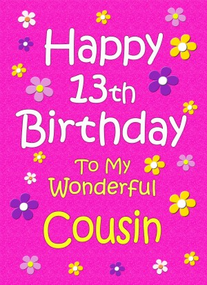 Cousin 13th Birthday Card (Pink)