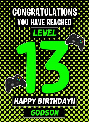 Godson 13th Birthday Card (Level Up Gamer)