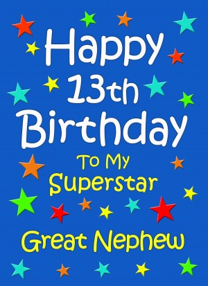 Great Nephew 13th Birthday Card (Blue)