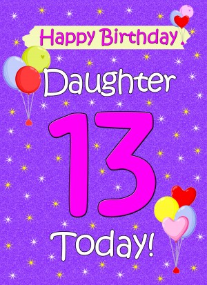Daughter 13th Birthday Card (Lilac)