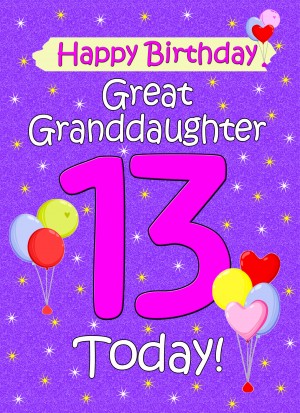 Great Granddaughter 13th Birthday Card (Lilac)