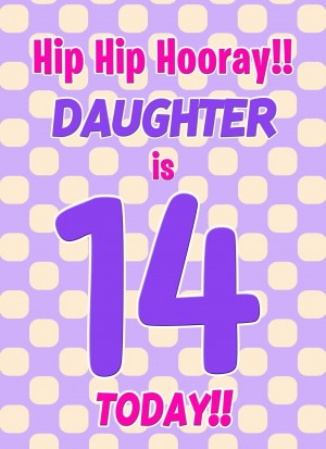 Daughter 14th Birthday Card (Purple Spots)