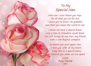 Personalised Poem Verse Greeting Card (Special Nan, from Grandson)