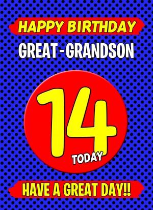 Great Grandson 14th Birthday Card (Blue)
