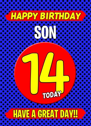 Son 14th Birthday Card (Blue)