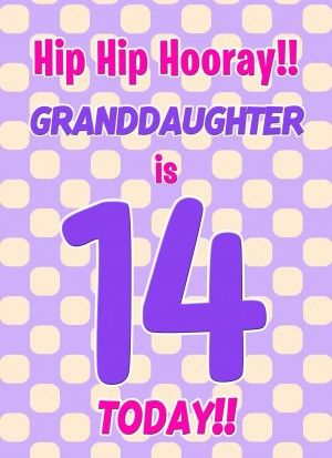 Granddaughter 14th Birthday Card (Purple Spots)