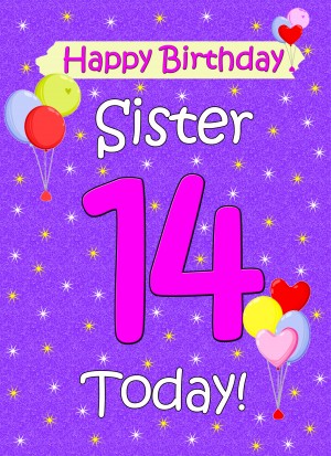 Sister 14th Birthday Card (Lilac)