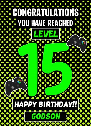 Godson 15th Birthday Card (Level Up Gamer)