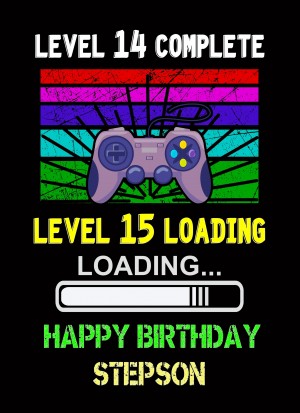 Stepson 15th Birthday Card (Gamer, Design 2)