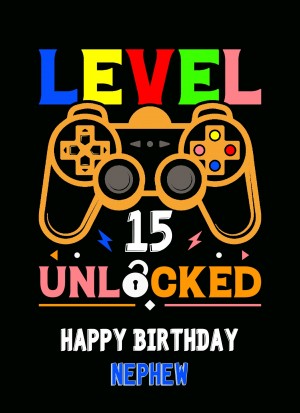 Nephew 15th Birthday Card (Gamer, Design 4)