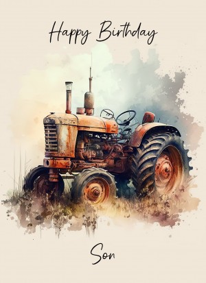 Tractor Birthday Card for Son