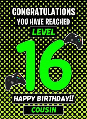Cousin 16th Birthday Card (Level Up Gamer)