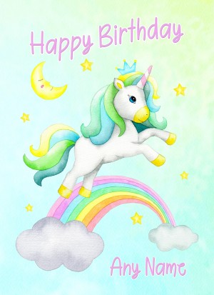 Personalised Birthday Card (Unicorn, Green)