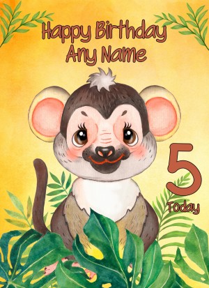 Personalised Kids Art Birthday Card Monkey (Any Name, Any Age)