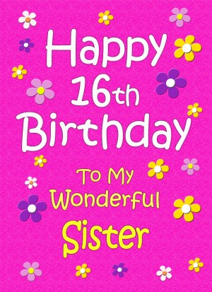 Sister 16th Birthday Card (Pink)