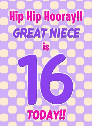Great Niece 16th Birthday Card (Purple Spots)