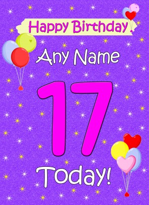 Personalised 17th Birthday Card (Lilac)